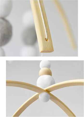AONTUS Baby Crib Mobiles Wooden Wool Beads for Children Boys Girls Babies Bed Room Decoration Pendant (White Ash Leaves) in Saudi Arabia