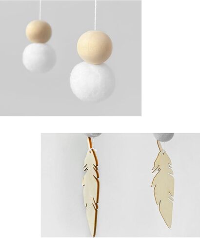 AONTUS Baby Crib Mobiles Wooden Wool Beads for Children Boys Girls Babies Bed Room Decoration Pendant (White Ash Leaves) in Saudi Arabia
