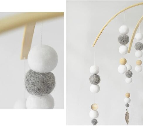 AONTUS Baby Crib Mobiles Wooden Wool Beads for Children Boys Girls Babies Bed Room Decoration Pendant (White Ash Leaves) in Saudi Arabia