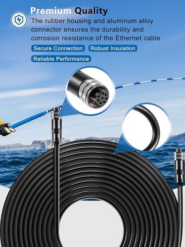 بديل لكابل إيثرنت Humminbird 720073-4 AS EC 30E، سلك إيثرنت بطول 30 قدمًا من أنثى إلى أنثى، متوافق مع سلسلة SOLIX، HELIX G2N، HELIX G1، ONIX، ION، 1100، 900، 800، 700 (30 قدمًا) in Kuwait