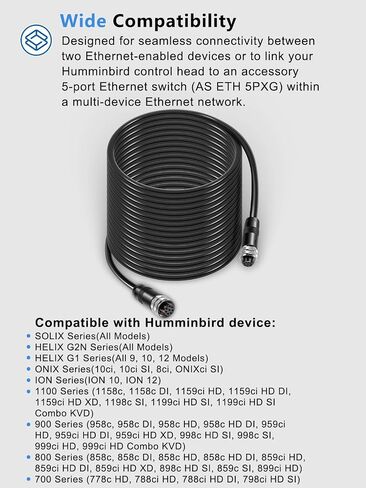 بديل لكابل إيثرنت Humminbird 720073-4 AS EC 30E، سلك إيثرنت بطول 30 قدمًا من أنثى إلى أنثى، متوافق مع سلسلة SOLIX، HELIX G2N، HELIX G1، ONIX، ION، 1100، 900، 800، 700 (30 قدمًا) in Kuwait