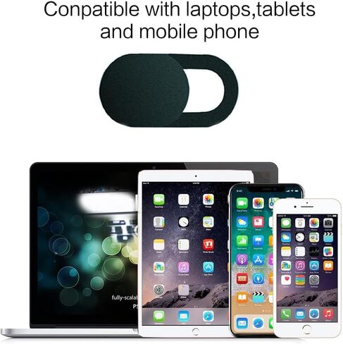 Laptop Camera Cover Slide, Webcam Cover Slide Phone Camera Cover, Ultra-Thin Computer Camera Cover Slide Blocker Slider Fits iPhone MacBook Laptop, Desktop, PC, Tablet (Black) in Saudi Arabia