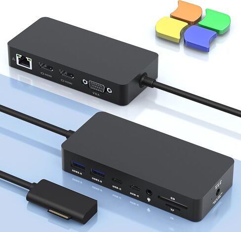 Microsoft Surface Dock Triple Displays 2 HDMI+VGA, 12 in 1 Surface Docking Station for Surface Pro 11/10/9/8/X/7/6/5/4/3, Surface Laptop 7/6/5/4/3/2/1, Surface Laptop Go 3/2/1, Surface Book in Saudi Arabia