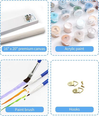 SUMGAR DIY Paint by Numbers Kit for Adults Beginner Seagull Blue Sea Paint by Numbers 16x20 Inch Without Frame Realistic Acrylic Oil Painting Drawing Craft Work Set with Brushes Christmas Gift in Kuwait
