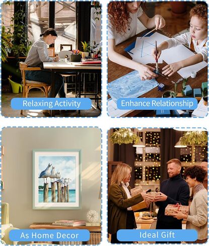 SUMGAR DIY Paint by Numbers Kit for Adults Beginner Seagull Blue Sea Paint by Numbers 16x20 Inch Without Frame Realistic Acrylic Oil Painting Drawing Craft Work Set with Brushes Christmas Gift in Kuwait