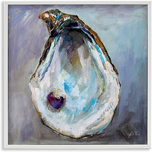 Stupell Industries Oyster Shell with Pearl White Framed Giclee Art Design by Jeanette Vertentes in Saudi Arabia