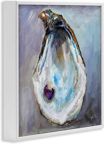 Stupell Industries Oyster Shell with Pearl White Framed Giclee Art Design by Jeanette Vertentes in Saudi Arabia