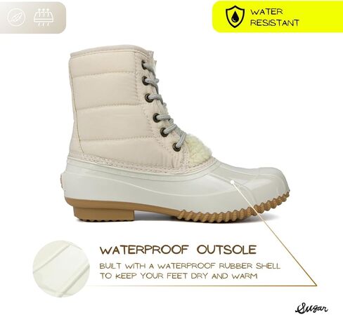 Sugar Women's Glitter Duck Boots | Stylish Lace-Up, Cozy Traction Sole | Perfect for Cold, Rainy, or Snowy Days | Trendy Booties - Skipper in Kuwait