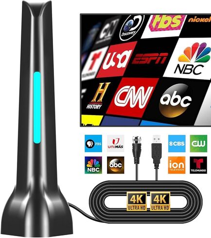 TV Antenna-TV Antenna Indoor, TV Antenna for Smart TV Indoor, TV Antenna for Local Channels, Long Range Reception 4K 1080P Free HDTV Antenna,Support All TV in Kuwait