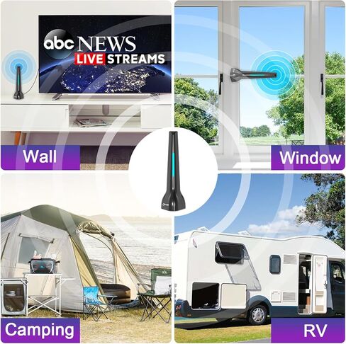 TV Antenna-TV Antenna Indoor, TV Antenna for Smart TV Indoor, TV Antenna for Local Channels, Long Range Reception 4K 1080P Free HDTV Antenna,Support All TV in Kuwait