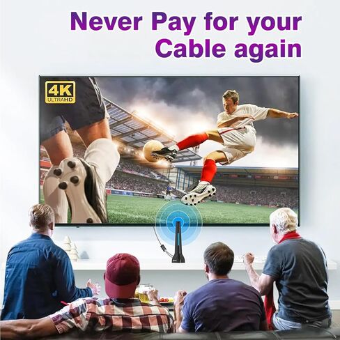 TV Antenna-TV Antenna Indoor, TV Antenna for Smart TV Indoor, TV Antenna for Local Channels, Long Range Reception 4K 1080P Free HDTV Antenna,Support All TV in Kuwait