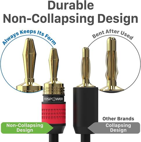 FosPower Deadbolt Banana Plugs 12 Pairs / 24 pcs, Screwless Type 24k Gold Plated Banana Speaker Plug Connectors for Speaker Wire, Home Theater, Audio/Video Receiver and Sound Systems in Saudi Arabia