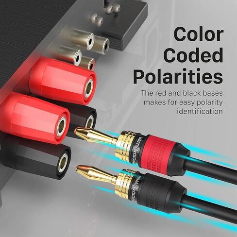 FosPower Deadbolt Banana Plugs 12 Pairs / 24 pcs, Screwless Type 24k Gold Plated Banana Speaker Plug Connectors for Speaker Wire, Home Theater, Audio/Video Receiver and Sound Systems in Saudi Arabia