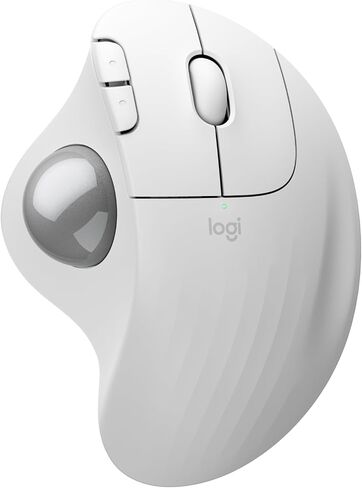Logitech Ergo M575S Wireless Trackball Mouse, Wireless Ergonomic Mouse with Bluetooth and Encrypted Dongle, Comfortable Thumb Control, Precise and Smooth Tracking, for PC/Mac - Off- White Silver Ball in Saudi Arabia