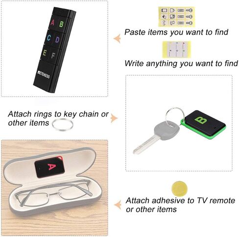 Retekess TH104 Key Finder، محدد موقع العنصر اللاسلكي، صوت صفير 85 ديسيبل، دعم جهاز التحكم عن بعد، نطاق عمل 131 قدم، 6 أجهزة استقبال للحيوانات الأليفة، المحفظة، تتبع المفاتيح in Saudi Arabia