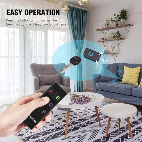 Retekess TH104 Key Finder، محدد موقع العنصر اللاسلكي، صوت صفير 85 ديسيبل، دعم جهاز التحكم عن بعد، نطاق عمل 131 قدم، 6 أجهزة استقبال للحيوانات الأليفة، المحفظة، تتبع المفاتيح in Saudi Arabia