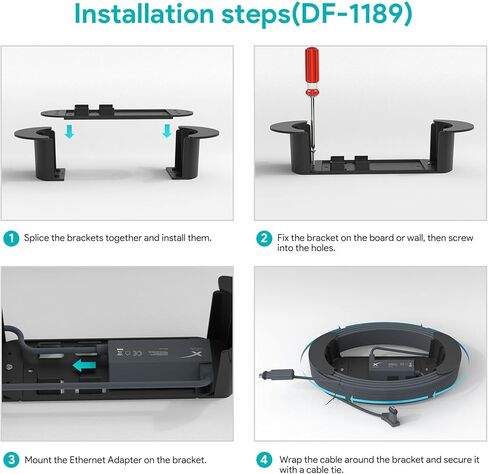 EDUP 2 في 1 حامل كابل إيثرنت ستارلينك وحامل محول إيثرنت ستارلينك، مجموعة تركيب ستارلينك ABS إدارة كابل ستارلينك لثبات كابل إيثرنت بطول 150 قدم ومحول إيثرنت in Kuwait