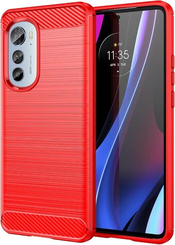 حافظة هاتف Moto Edge 2022، مقاومة للصدمات، سترة من ألياف الكربون مقاومة للخدش، مادة TPU الناعمة، لجراب Moto Edge 2022 (أحمر) in Kuwait