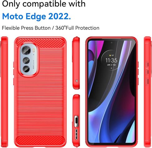 حافظة هاتف Moto Edge 2022، مقاومة للصدمات، سترة من ألياف الكربون مقاومة للخدش، مادة TPU الناعمة، لجراب Moto Edge 2022 (أحمر) in Kuwait