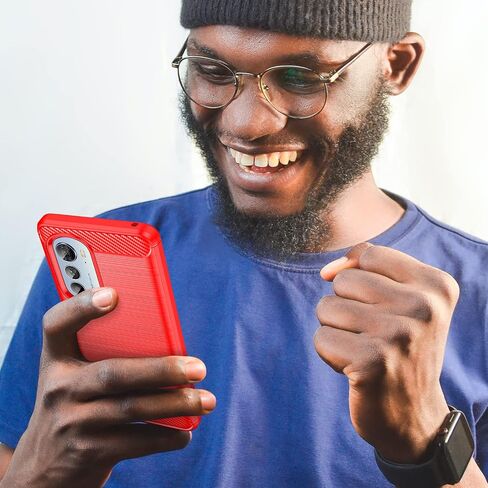حافظة هاتف Moto Edge 2022، مقاومة للصدمات، سترة من ألياف الكربون مقاومة للخدش، مادة TPU الناعمة، لجراب Moto Edge 2022 (أحمر) in Kuwait