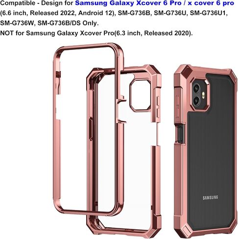 حافظة Ailiber لهاتف Xcover 6 Pro مع واقي شاشة، حافظة شفافة لهاتف Samsung Galaxy X Cover 6 Pro، طبقة مزدوجة مقاومة للصدمات، شفاف شفاف [مضاد للأصفرار]، غطاء نحيف مقاوم للخدش - ذهبي وردي in Kuwait