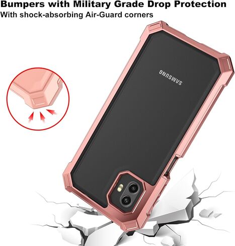 حافظة Ailiber لهاتف Xcover 6 Pro مع واقي شاشة، حافظة شفافة لهاتف Samsung Galaxy X Cover 6 Pro، طبقة مزدوجة مقاومة للصدمات، شفاف شفاف [مضاد للأصفرار]، غطاء نحيف مقاوم للخدش - ذهبي وردي in Kuwait