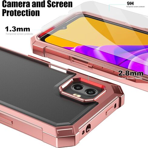 حافظة Ailiber لهاتف Xcover 6 Pro مع واقي شاشة، حافظة شفافة لهاتف Samsung Galaxy X Cover 6 Pro، طبقة مزدوجة مقاومة للصدمات، شفاف شفاف [مضاد للأصفرار]، غطاء نحيف مقاوم للخدش - ذهبي وردي in Kuwait