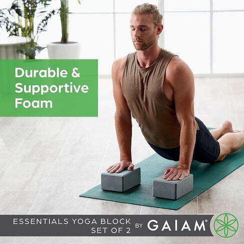 كتلة اليوغا من Gaiam - سطح داعم من إسفنج EVA خالٍ من اللاتكس وناعم غير قابل للانزلاق لليوجا والبيلاتيس والتأمل، باللون الأزرق الزاهي in Saudi Arabia