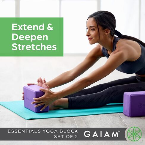 كتلة اليوغا من Gaiam - سطح داعم من إسفنج EVA خالٍ من اللاتكس وناعم غير قابل للانزلاق لليوجا والبيلاتيس والتأمل، باللون الأزرق الزاهي in Saudi Arabia