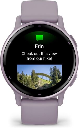 ساعة ذكية لتعقب اللياقة البدنية Garmin Vivoactive 5 للنساء والرجال مع إطار أوركيد معدني مع حافظة أوركيد وسوار سيليكون مع عمر بطارية يصل إلى 11 يومًا وشاشة لمس AMOLED ساطعة مقاس 1.2 بوصة in Saudi Arabia