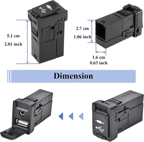 استبدال منفذ Aux متوافق مع 2012-2020 Avalon Corolla Camry Prius C Tacoma Sienna Yaris RAV4 Auxiliary Jack 2013 2016 Scion Stereo Jack محول يستبدل #86190-0R010 in Kuwait