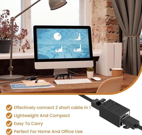 وصلة مفاتيح محول إيثرنت RJ45 مدمجة لـ Cat8/Cat7/Cat6/Cat5e/Cat5، موسع كابل إيثرنت أنثى إلى أنثى لمودم جهاز التوجيه PC PS5 Xbox (10 عبوات سوداء) in Saudi Arabia