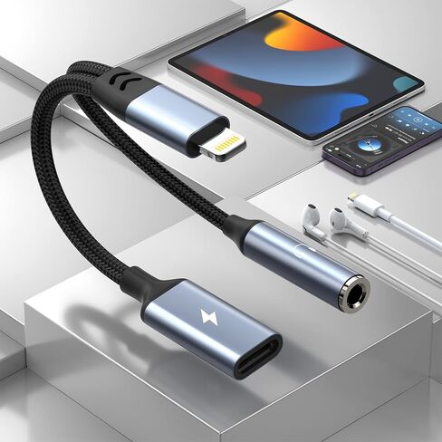 لايتنينج إلى 3.5 ملم محول مقبس سماعة الرأس 2 في 1 محول سماعة رأس آيفون Aux محول الصوت والشاحن دونجل كابل مقسم سماعات محول سماعات الرأس لآيفون 14 13 12 11 XS XR X 8 7 آيباد in Kuwait