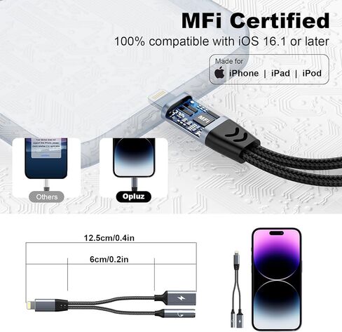 لايتنينج إلى 3.5 ملم محول مقبس سماعة الرأس 2 في 1 محول سماعة رأس آيفون Aux محول الصوت والشاحن دونجل كابل مقسم سماعات محول سماعات الرأس لآيفون 14 13 12 11 XS XR X 8 7 آيباد in Kuwait