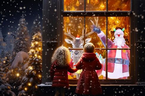 Immersive Gift Christmas and New Year's Window Projections: Add Festive Sparkle to Your Home - Maximize The Magic, Ideal for Windows & Open Spaces, 108"x66" White in Saudi Arabia