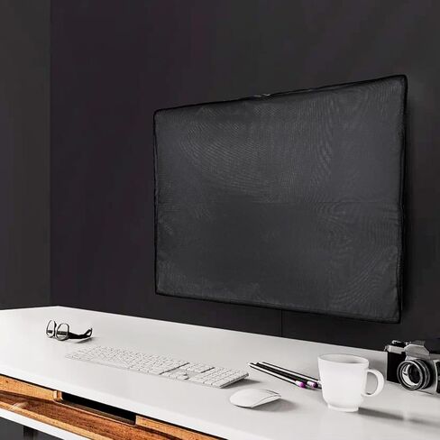 Waterproof Computer Monitor Dust Cover, 22, 23, 24 Inch Full Body Computer Screen Protective Sleeve, PC TV Monitor Dust Cover Desktop, Black, 24*18*3.1" in Saudi Arabia