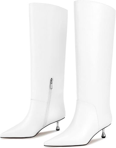 wetkiss Knee High Boots for Women Low Stiletto Drop Heel Boots Pointed Toe Long Boots Fashion Dress Tall Boots Party Date Festival in Saudi Arabia