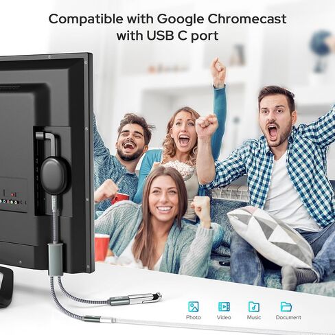 محول كابل Basesailor USB C OTG مع مصدر طاقة، شحن من النوع C إلى 100 واط PD وشاحن مقسم USB 3.0، Thunderbolt 3 لهاتف iPhone 16 15 Pro، Google TV Chromecast 2020، MacBook، iPad Air 4 5، S24 S23 in Kuwait