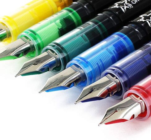 Thornton's Office Supplies Novice Disposable Fine Point Assorted Business Colors Fountain Pens Pack of 12 TOS-DFPBAST12F Journaling and Calligraphy Pen for Smooth Writing - Gift for Beginner Artist in Saudi Arabia