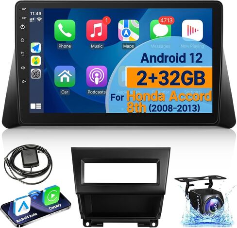 راديو ستيريو للسيارة Leadfan Android 12 لسيارة Honda Accord 8th 2008 2009 2010 2011 2012 2013، متوافق مع Apple Carplay Android Auto 10.1 بوصة شاشة لمس WIFI Bluetooth GPS Navigation Camera (2G+32G) in Saudi Arabia