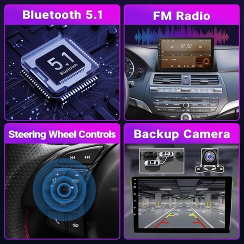 راديو ستيريو للسيارة Leadfan Android 12 لسيارة Honda Accord 8th 2008 2009 2010 2011 2012 2013، متوافق مع Apple Carplay Android Auto 10.1 بوصة شاشة لمس WIFI Bluetooth GPS Navigation Camera (2G+32G) in Saudi Arabia