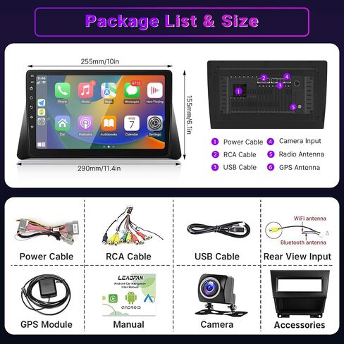 راديو ستيريو للسيارة Leadfan Android 12 لسيارة Honda Accord 8th 2008 2009 2010 2011 2012 2013، متوافق مع Apple Carplay Android Auto 10.1 بوصة شاشة لمس WIFI Bluetooth GPS Navigation Camera (2G+32G) in Saudi Arabia