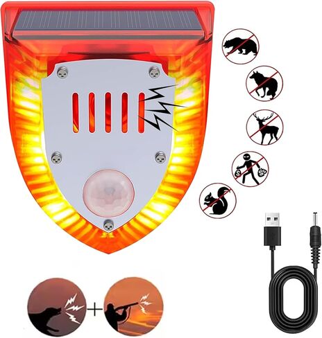 Solar Outdoor Motion Sensor Alarm: 129db Dog Barking & Gunshot Sound,Loud Motion Detector Noise Maker,Barking Dog Alarm Strobe Light Warning Lamp for Home Yard Barn Villa Farm Chicken Coop in Kuwait
