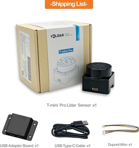 WayPonDEV Tmini Pro ToF Lidar Scanner 360 Degrees 2D Sensor,12Hz Scan Rate and 12m Ranging Distance Rplidar for ROS Robot Obstacle Avoidance and Navigation in Kuwait