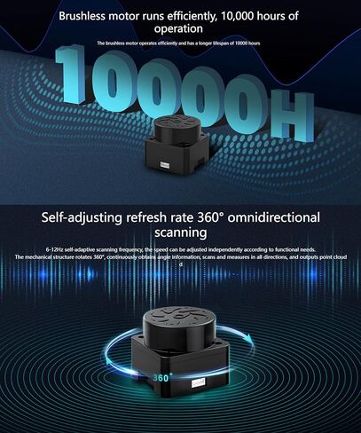 WayPonDEV Tmini Pro ToF Lidar Scanner 360 Degrees 2D Sensor,12Hz Scan Rate and 12m Ranging Distance Rplidar for ROS Robot Obstacle Avoidance and Navigation in Kuwait