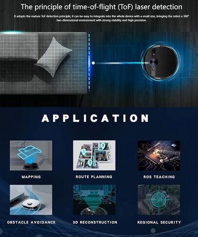 WayPonDEV Tmini Pro ToF Lidar Scanner 360 Degrees 2D Sensor,12Hz Scan Rate and 12m Ranging Distance Rplidar for ROS Robot Obstacle Avoidance and Navigation in Kuwait