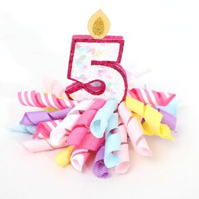 5th Birthday Korker Hair Bow - 5th Birthday Candle Number Hair Accessories, Fifth Birthday Girl Hair Clips, 5th Birthday Hair Bow