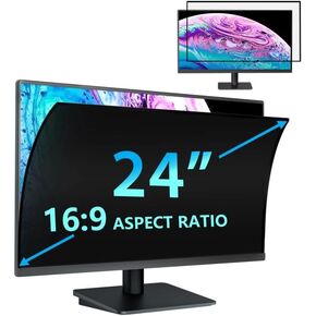 [2023 Upgrade] 24 Inch Computer Privacy Screen Filter for 16:9 Widescreen Monitor-Stary Anti Glare/Blue Light Privacy Screen for Computer Monitor Shield on Data Confidentiality/Easy Install in Seconds
