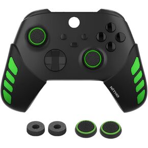 NiTHO Controller Silicone Grip for Xbox One/Xbox Series X/S, Set of 2 Anti-Slip Protective Grip, Set of 2 Thumb Grip Caps and Analog Mini-Stick Precision Rings, Accessories for Xbox Controller - Green