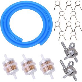 6mm Inline Fuel Shut Off Valve Petcock Petrol Switch with 3/16 Gas Fuel Hose Oil Filter Clamps for Baja Nini 90cc BA150 ATV Pit Dirt Mini Bike Go Kart Motorcycle for Tao Tao 50 70cc 110cc 125cc